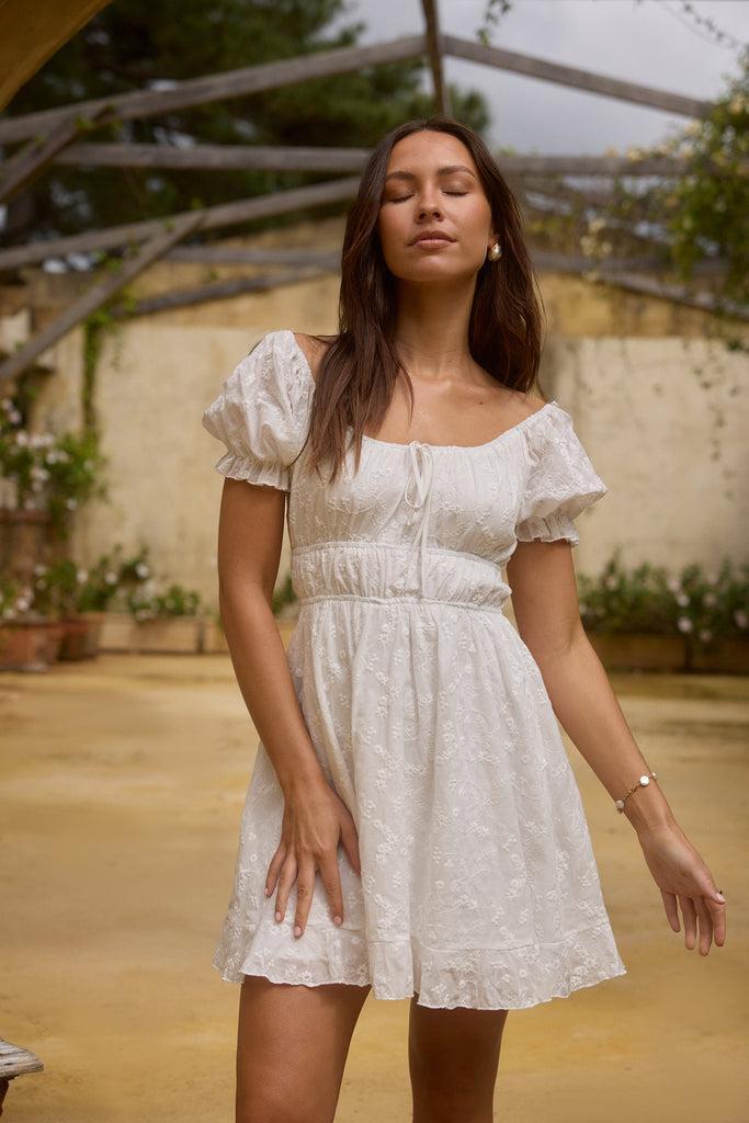 Lullaby of Lilies Mini Dress White Product Image