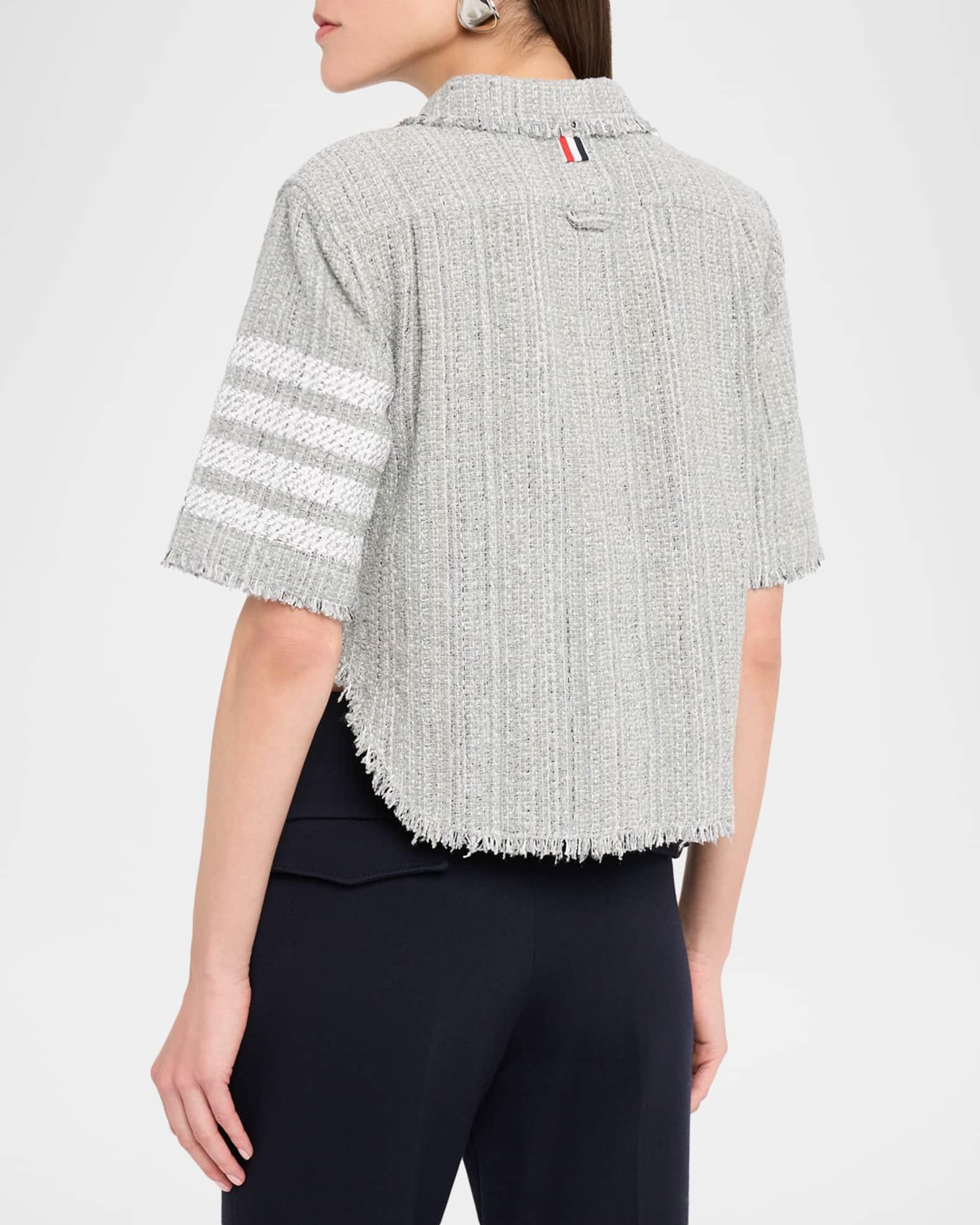 Woven Tweed Cropped Shirt Jacket Product Image