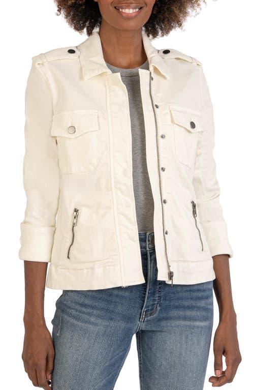 KUT from the Kloth Amanda Boxy Jacket -Frt Flaps Pockets-Frt Zipp-In (Cafe) Women's Vest Product Image