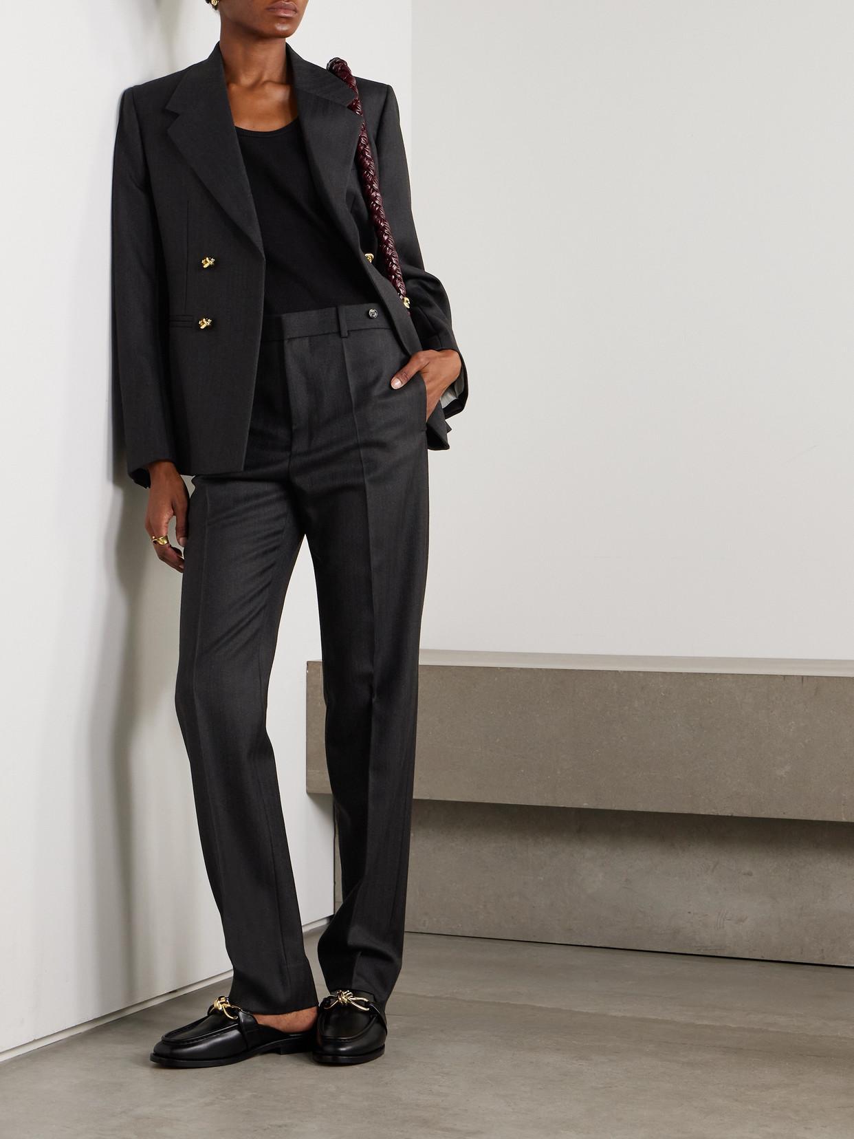 BOTTEGA VENETA Womens Black Poudre Straight-leg High-rise Wool Trousers Product Image