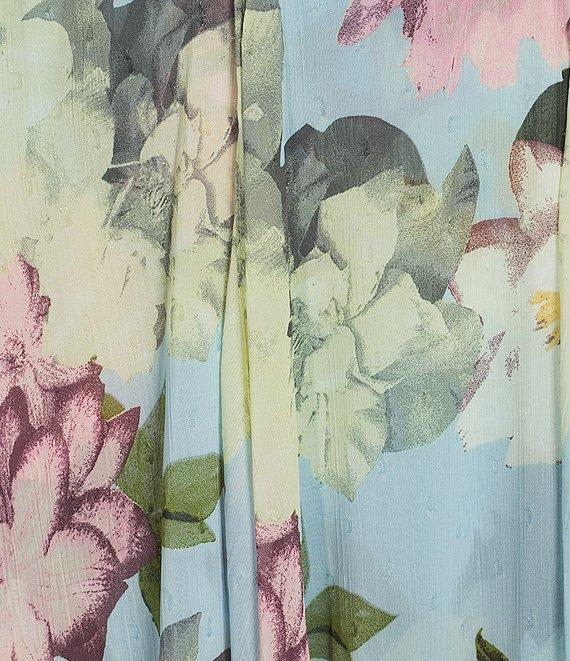 R & M Richards Keyhole Neck Floral Print Sleeveless A-Line Dress Product Image