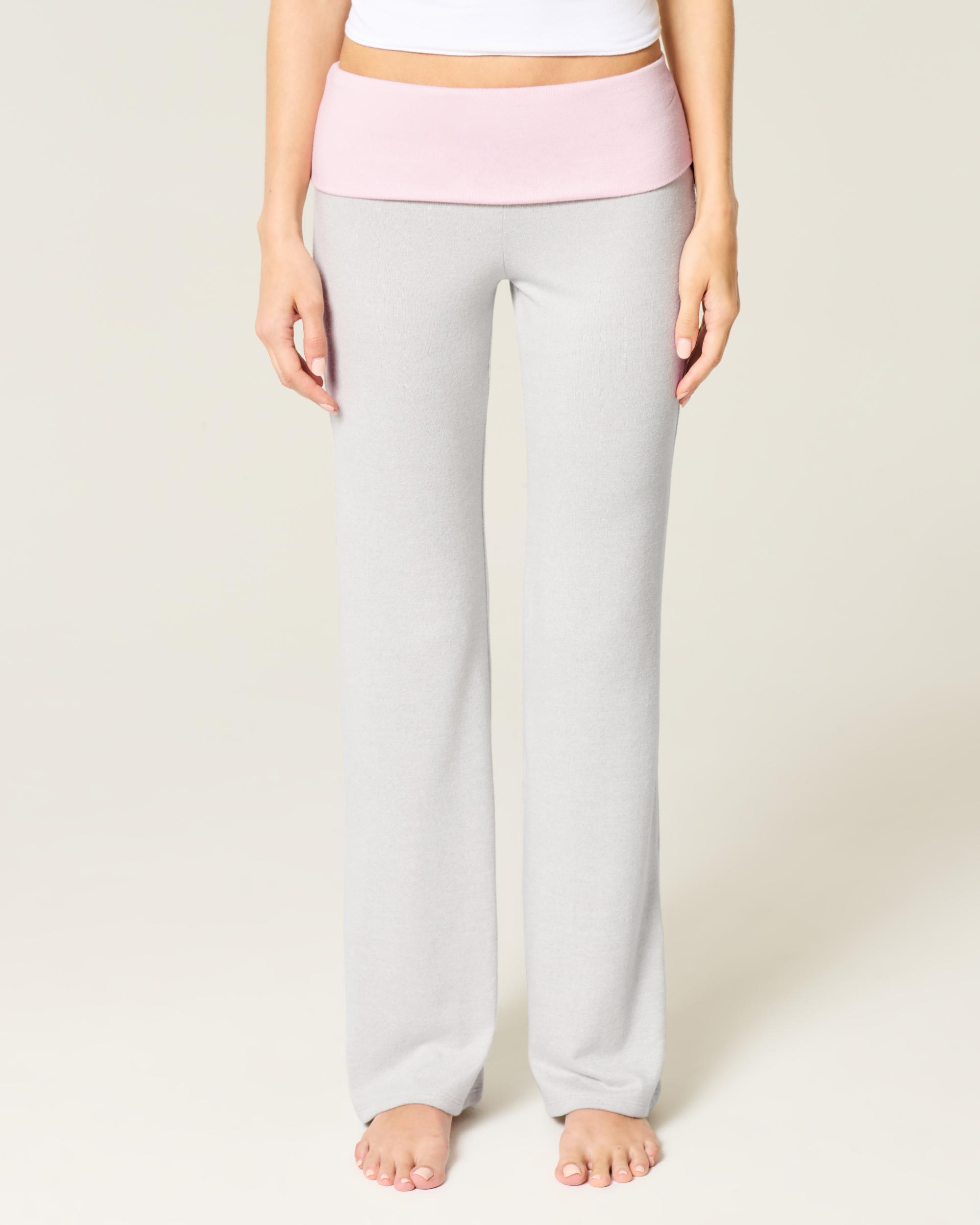 Foldover Waist Knit Flare Pants Product Image