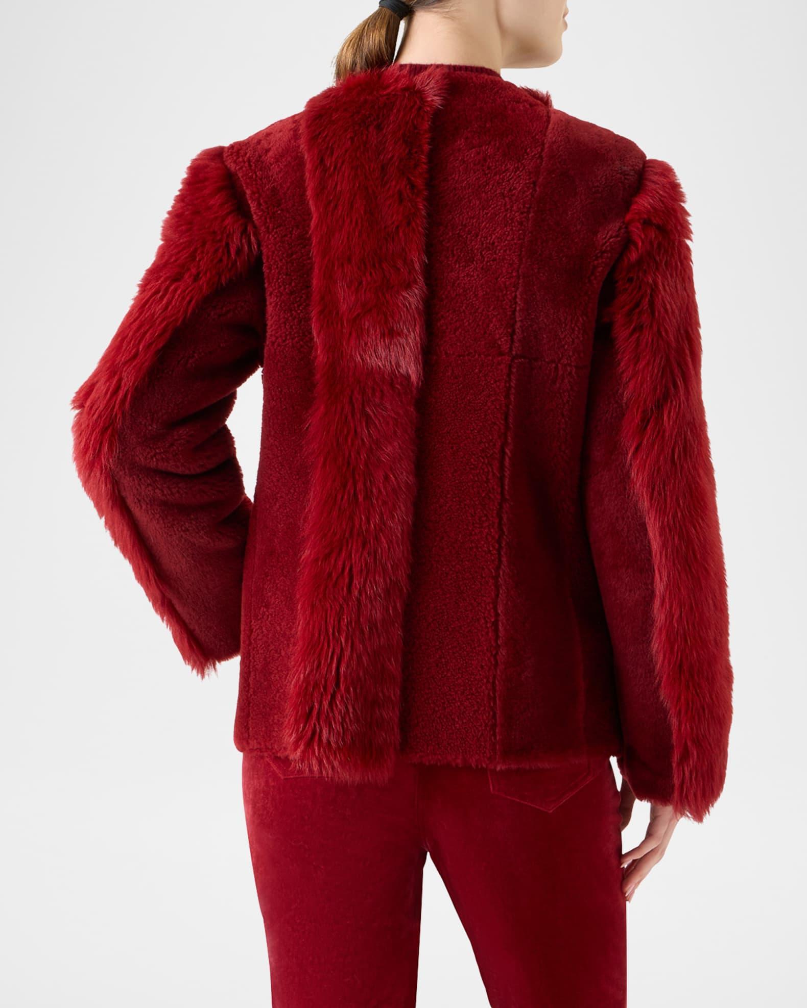 Vertical Paneled Lamb Shearling Jacket Product Image