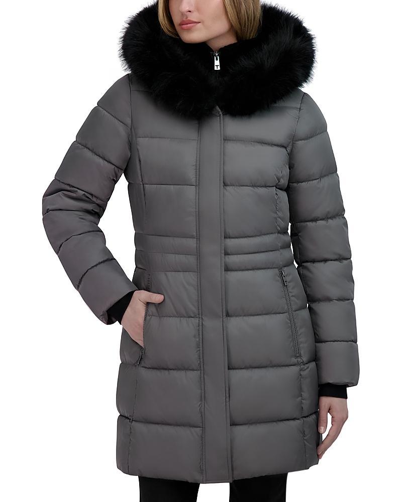 Tahari Dana Hooded Faux Fur Trim Puffer Coat Product Image