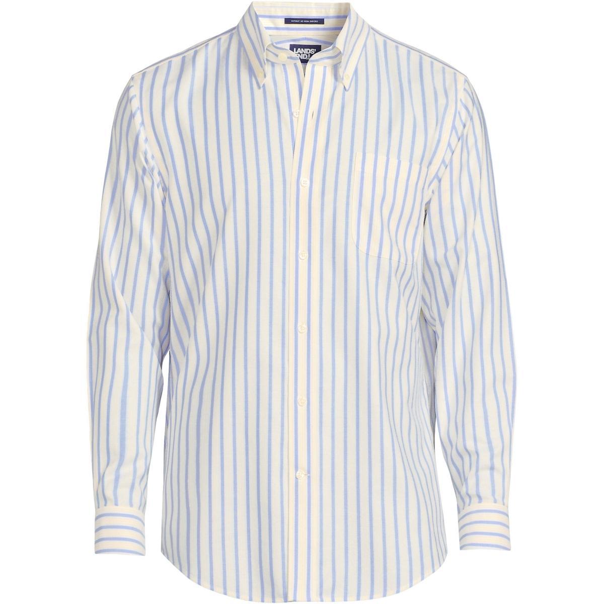 Lands End Mens Pattern No Iron Supima Oxford Dress Shirt - Royal cobalt Product Image
