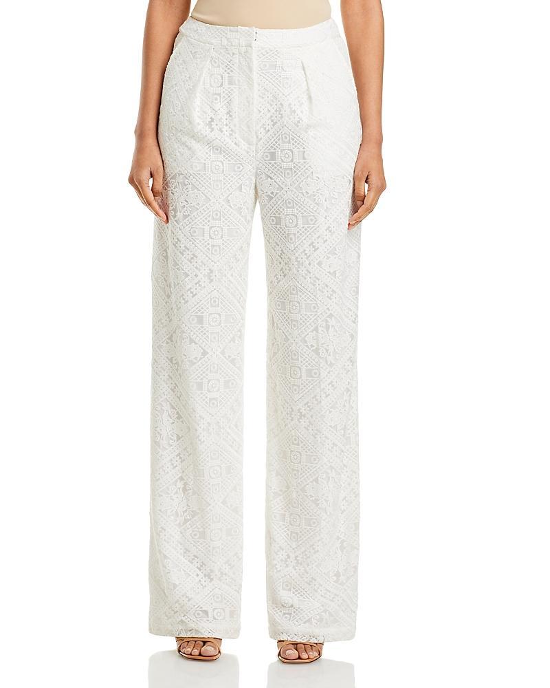 MISOOK Lace Woven High Rise Side Pocket Straight Leg Pant Product Image