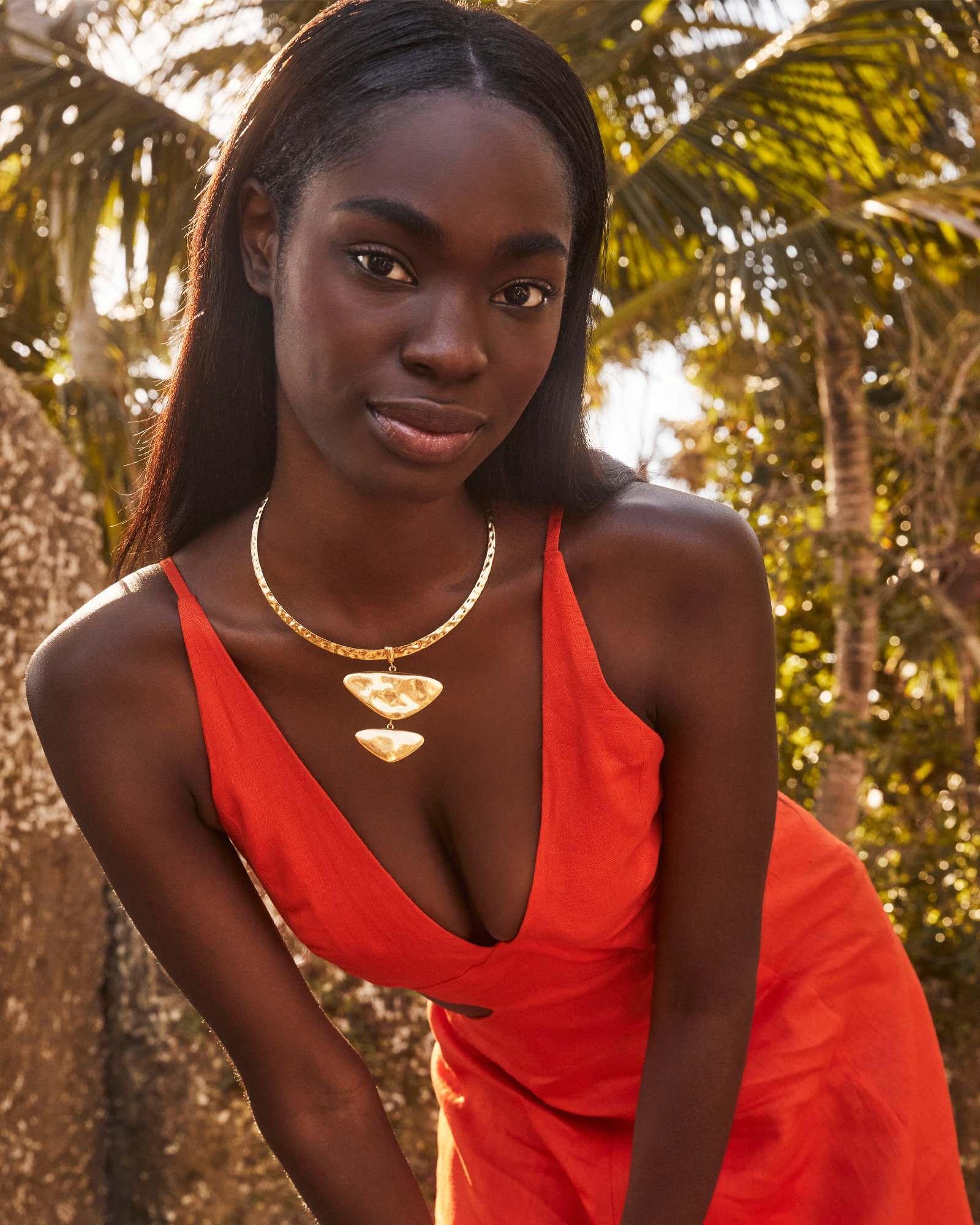 Margot Vintage Gold Statement Necklace Product Image