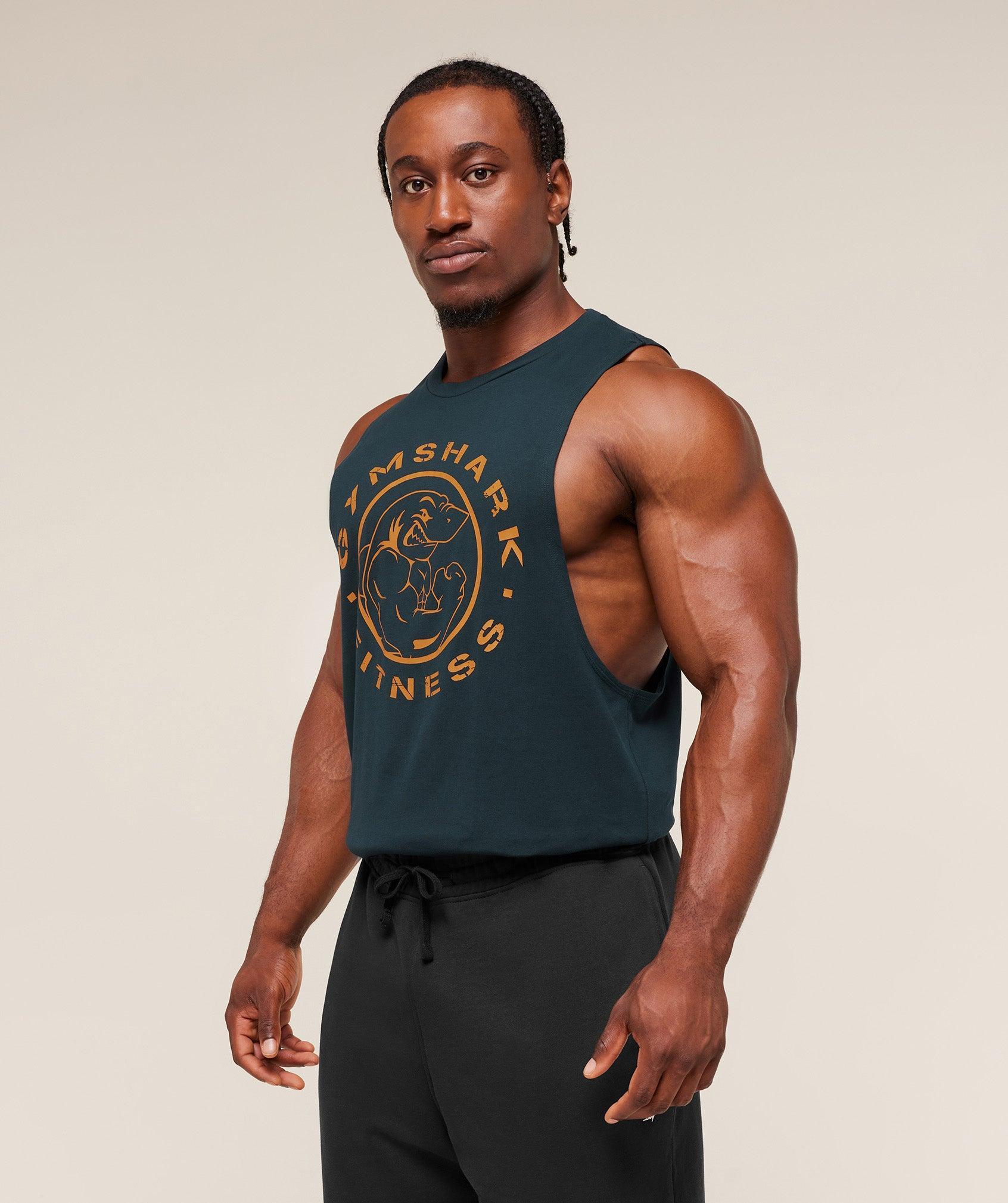 Gymshark Legacy Drop Arm Tank - Deep Petrol Blue Male Product Image