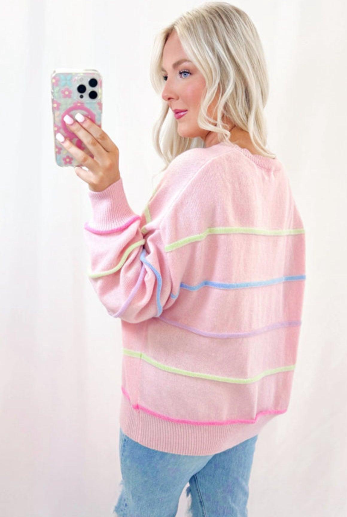 Pink Stripe Sweater Product Image