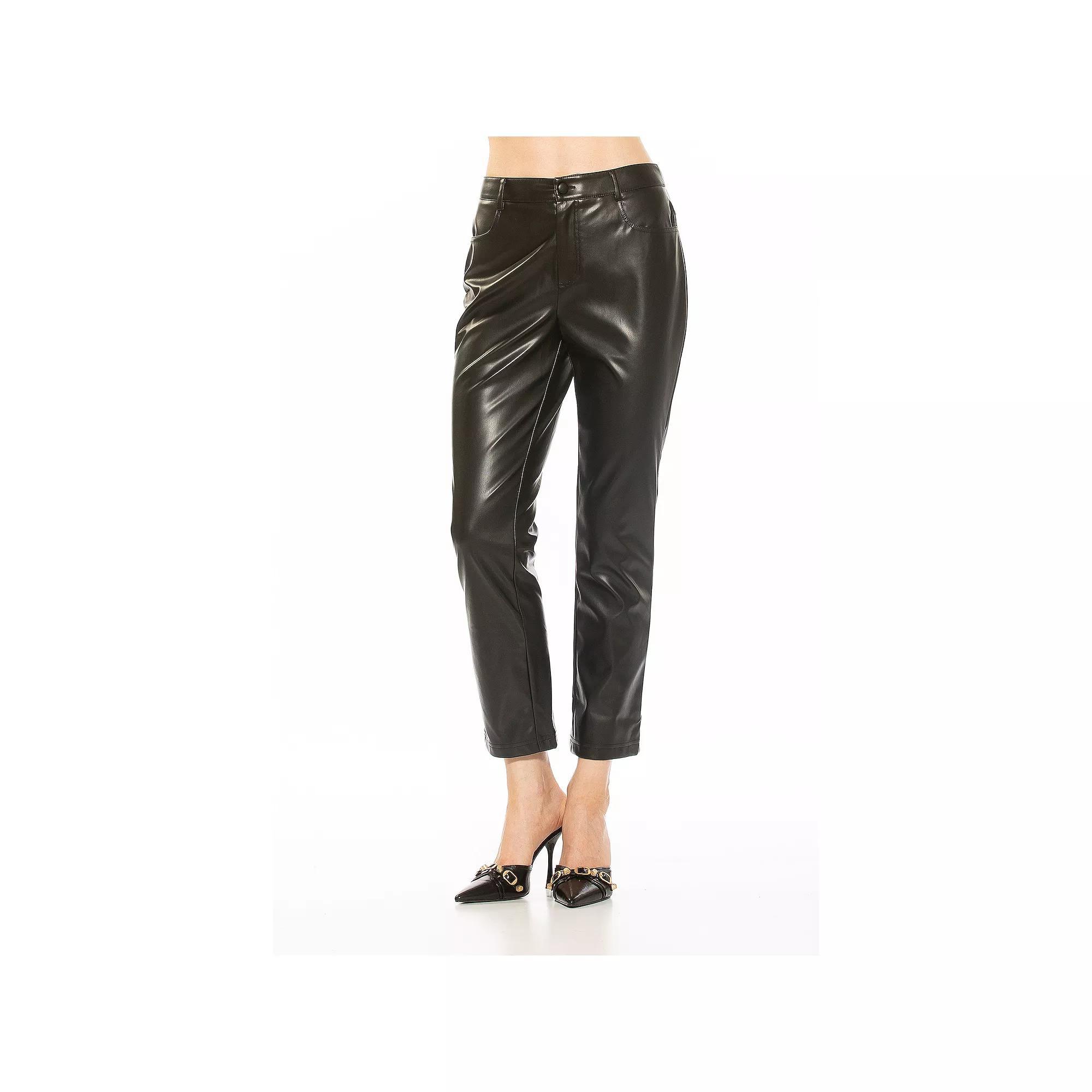 Women's ALEXIA ADMOR Mila Mid Rise Slim Fit Faux Leather Pants, Size: 12, Black Product Image