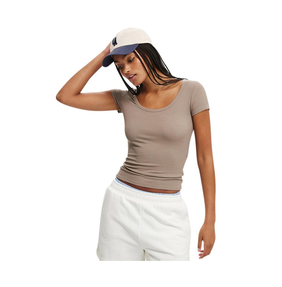 Cotton On Womens Staple Rib Scoop Neck Short Sleeve Top Product Image