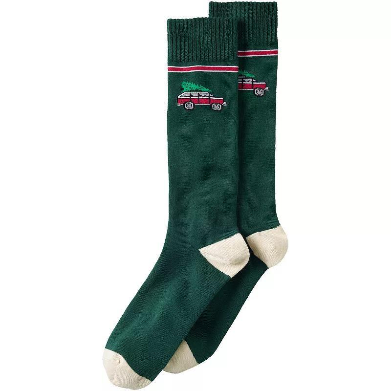 Men's Lands' End Novelty Crew Socks, Neutral Argyle Product Image