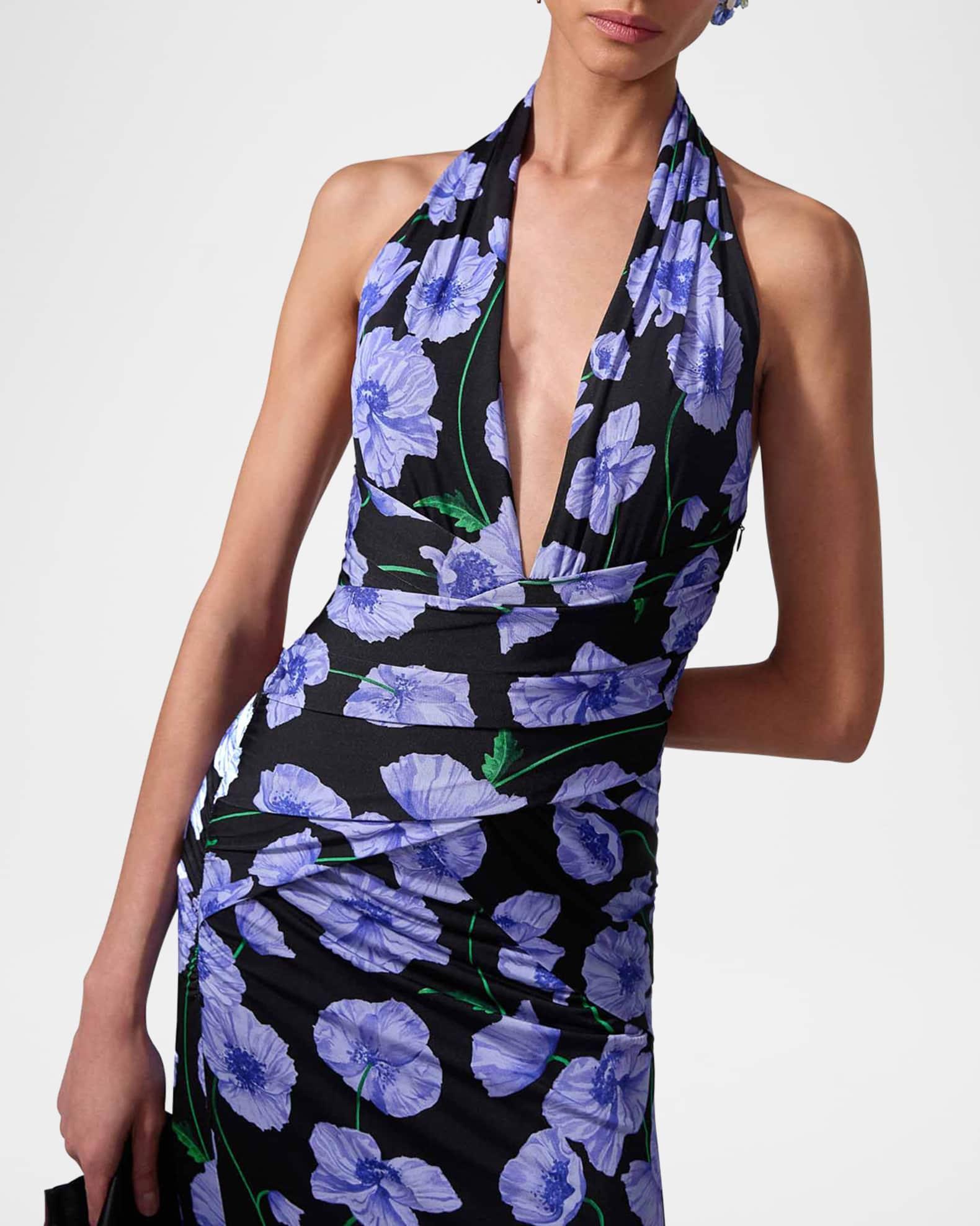 Plunging Halter Draped Ankle Dress Product Image