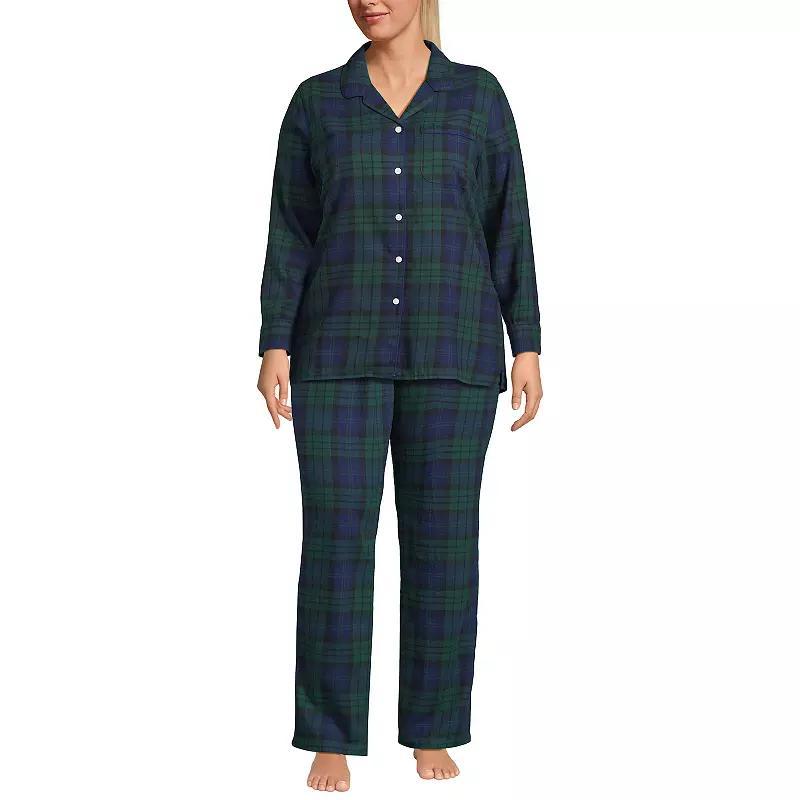 Plus Size Lands' End Long Sleeve Flannel Pajama Top, Women's, Size: 1XL, Heritage Red Plaid Product Image