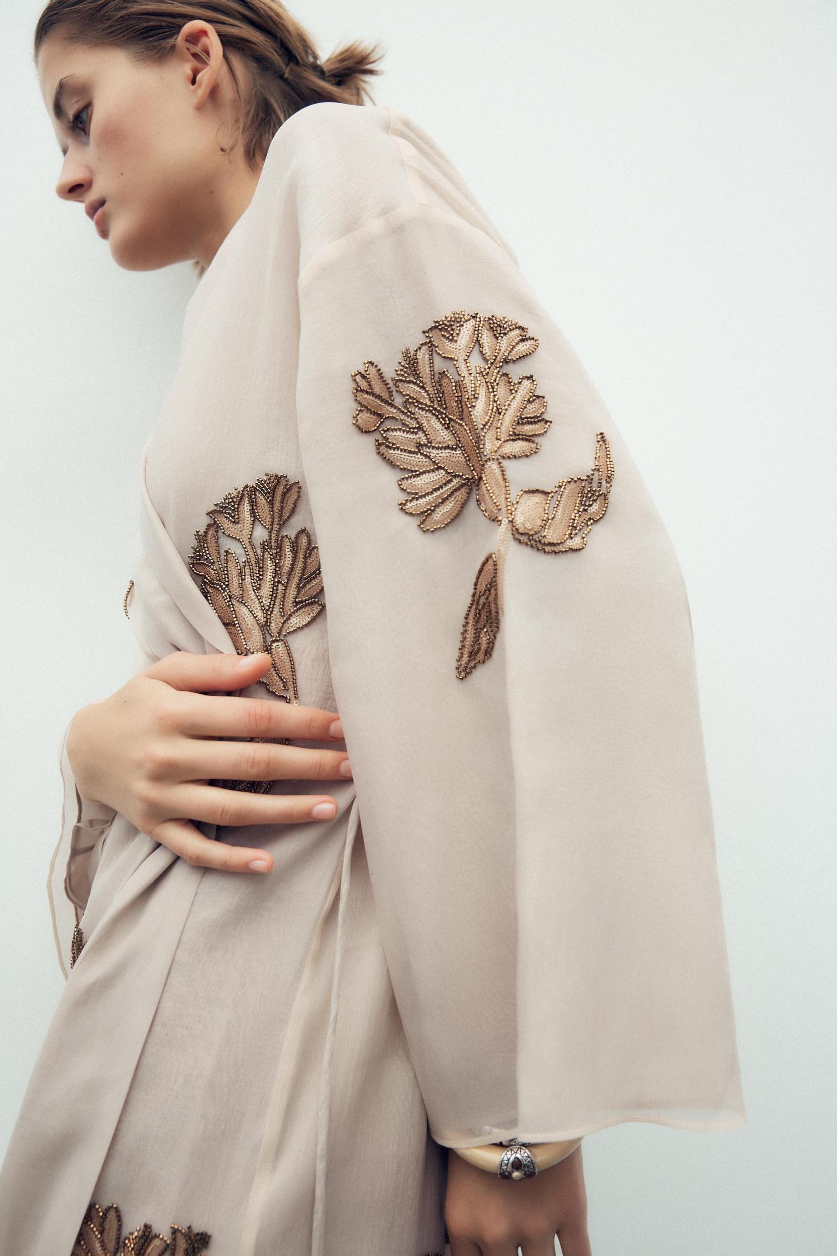 SILK KIMONO WITH EMBROIDERY AND BEADS Product Image