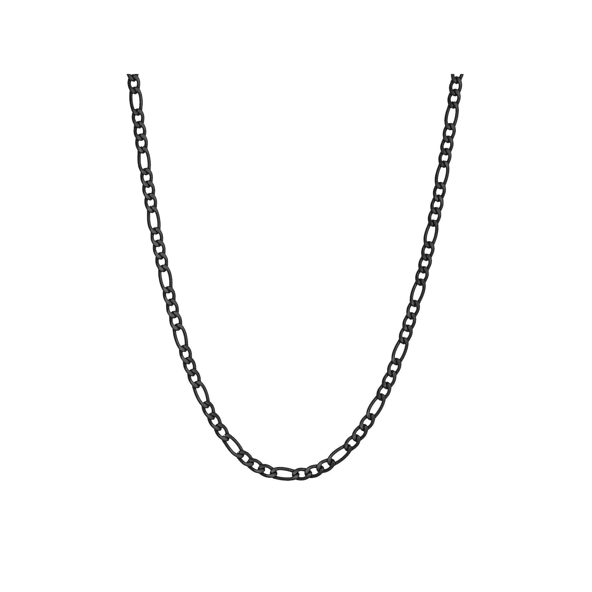 Mens LYNX Stainless Steel 3 mm Figaro Chain Necklace Black Tone Product Image