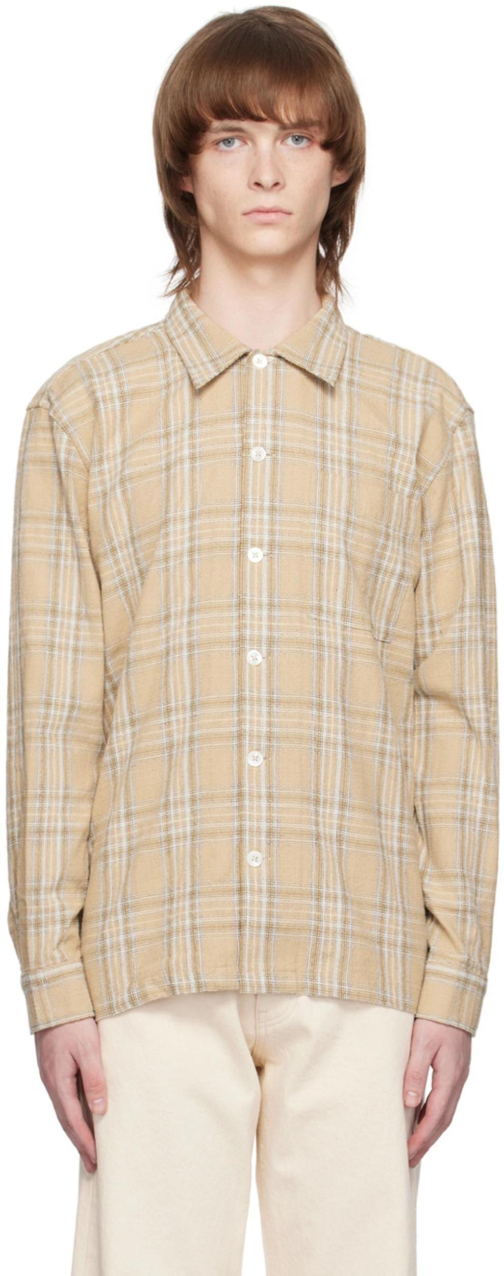 SUNFLOWER Spacey Checked Cotton Shirt In Brown Product Image
