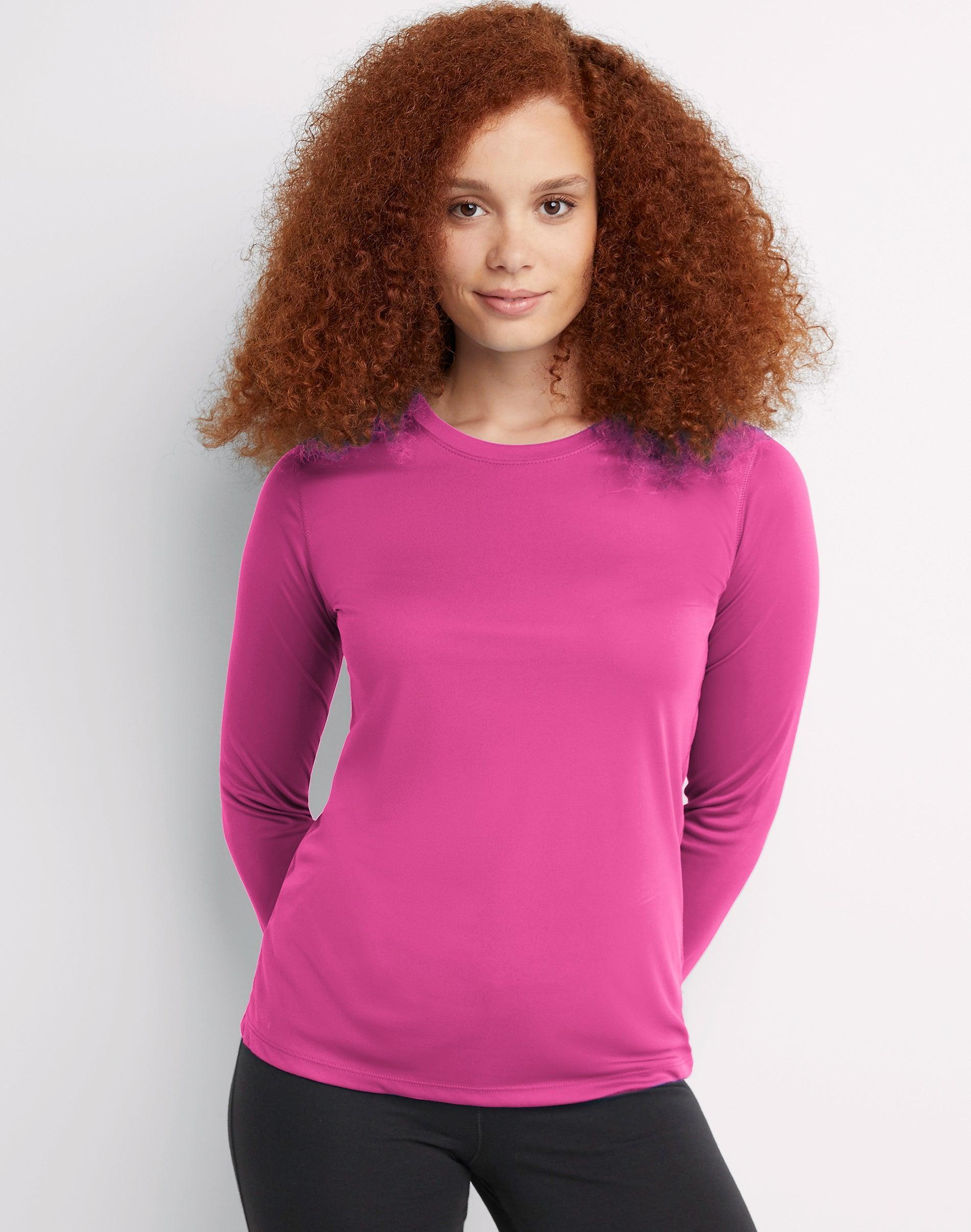 Women's Hanes® Cool Dri Long-Sleeve Performance Tee, Size: XL, Black Product Image