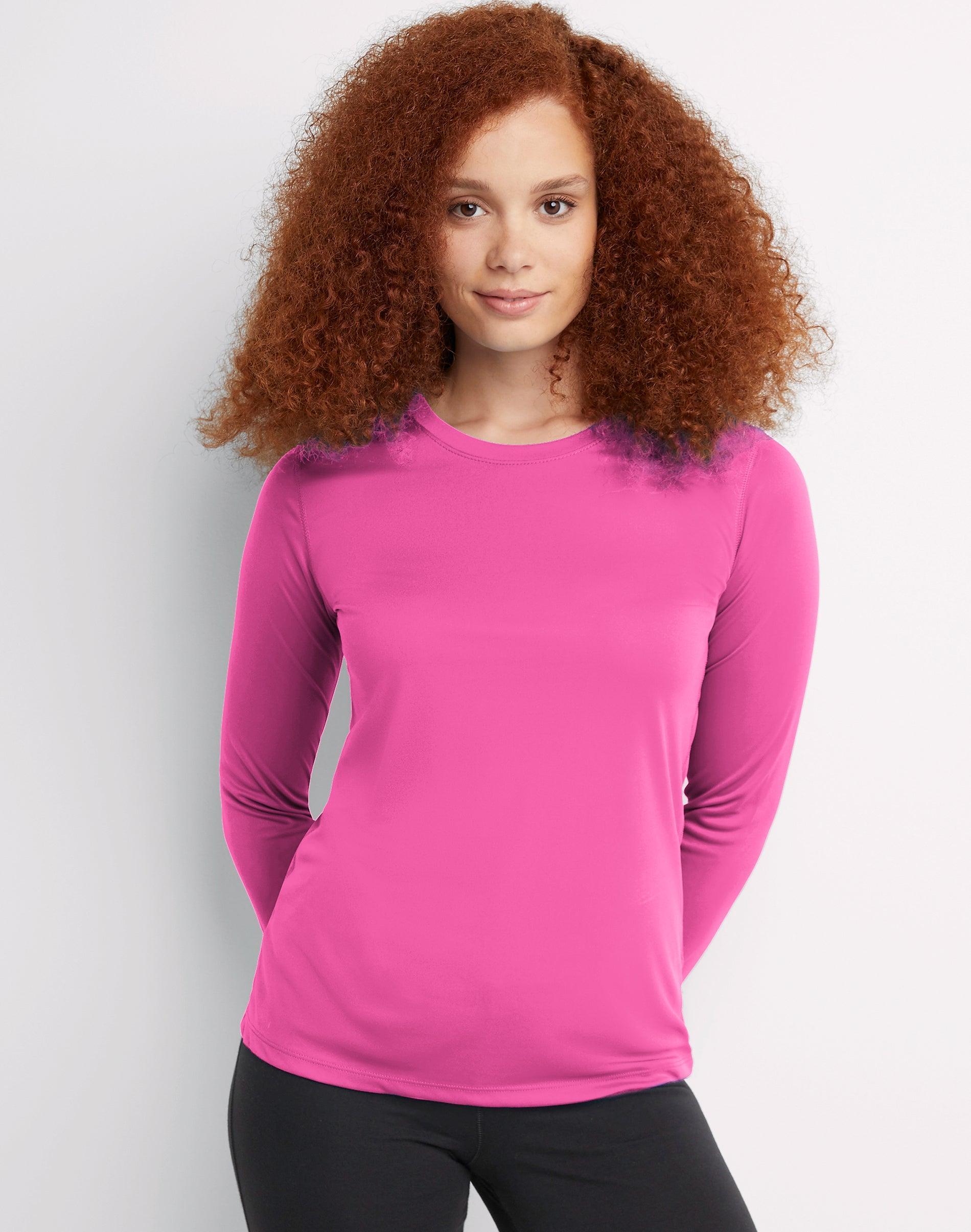 Women's Hanes® Cool Dri Long-Sleeve Performance Tee, Size: XL, Black Product Image