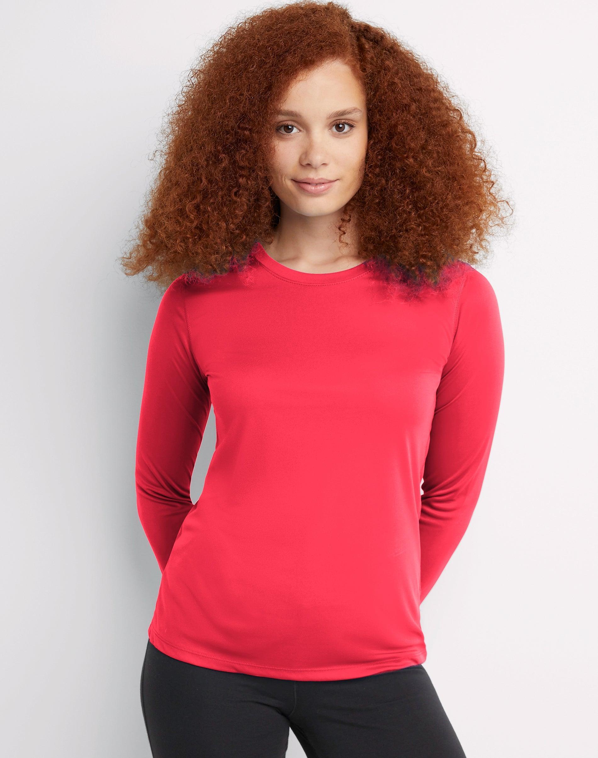 Women's Hanes® Cool Dri Long-Sleeve Performance Tee, Size: XL, Black Product Image