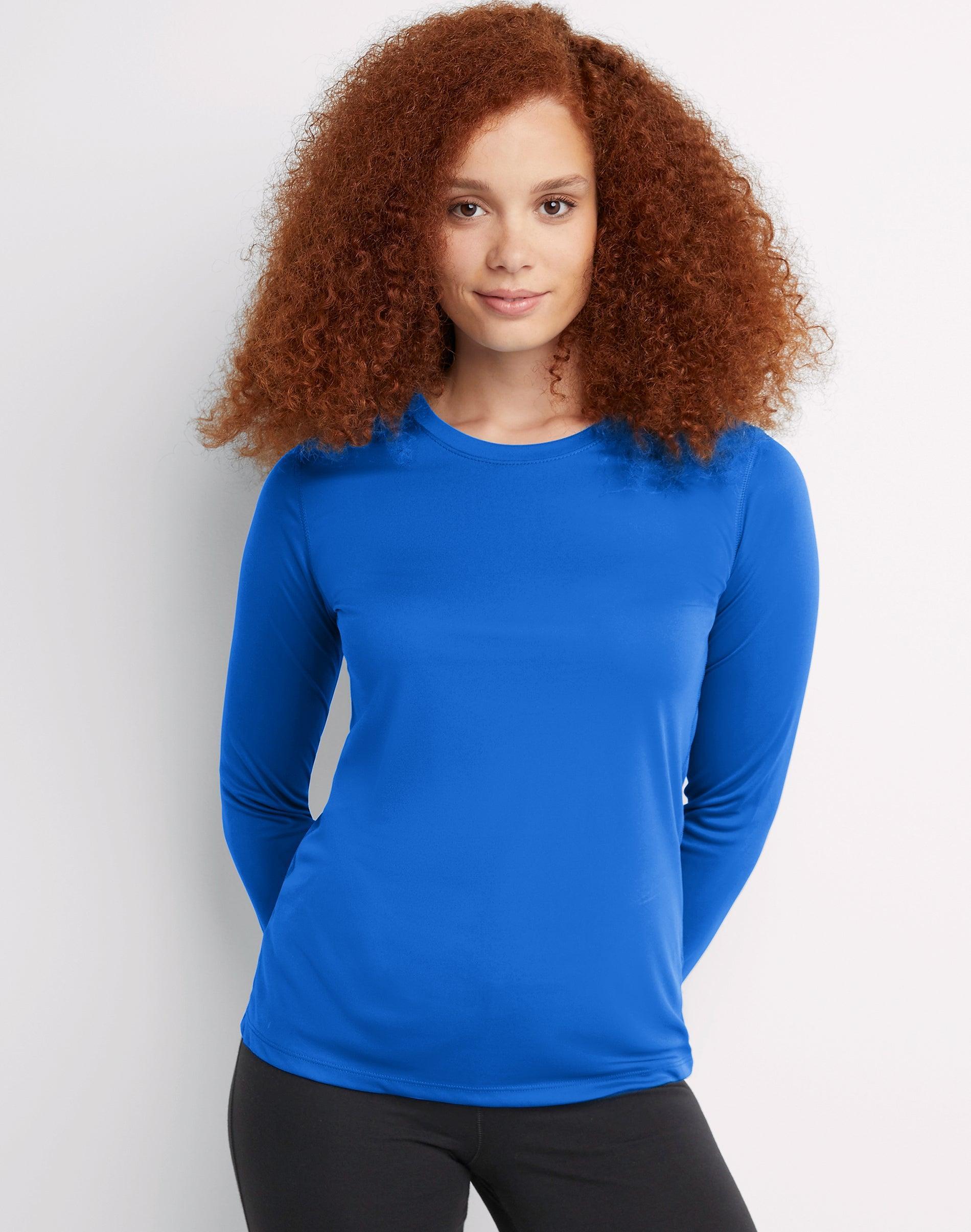 Women's Hanes® Cool Dri Long-Sleeve Performance Tee, Size: XL, Black Product Image