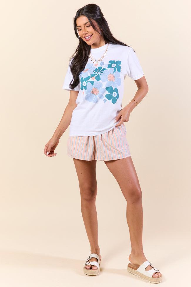 Organic Floral Print White Graphic Tee Product Image