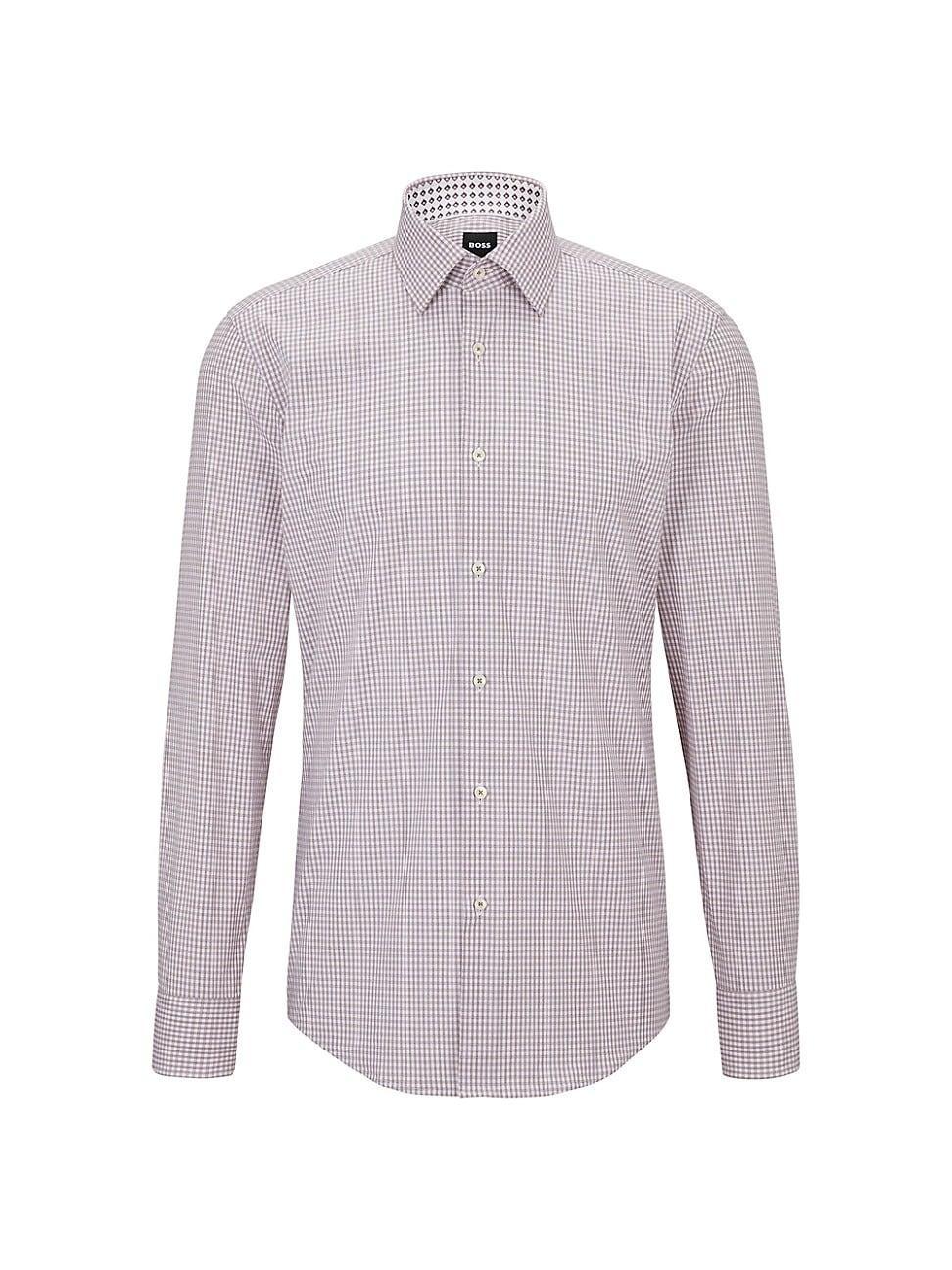 HUGO BOSS Boss By  Men's Checked Slim-fit Shirt In Medium Red Product Image