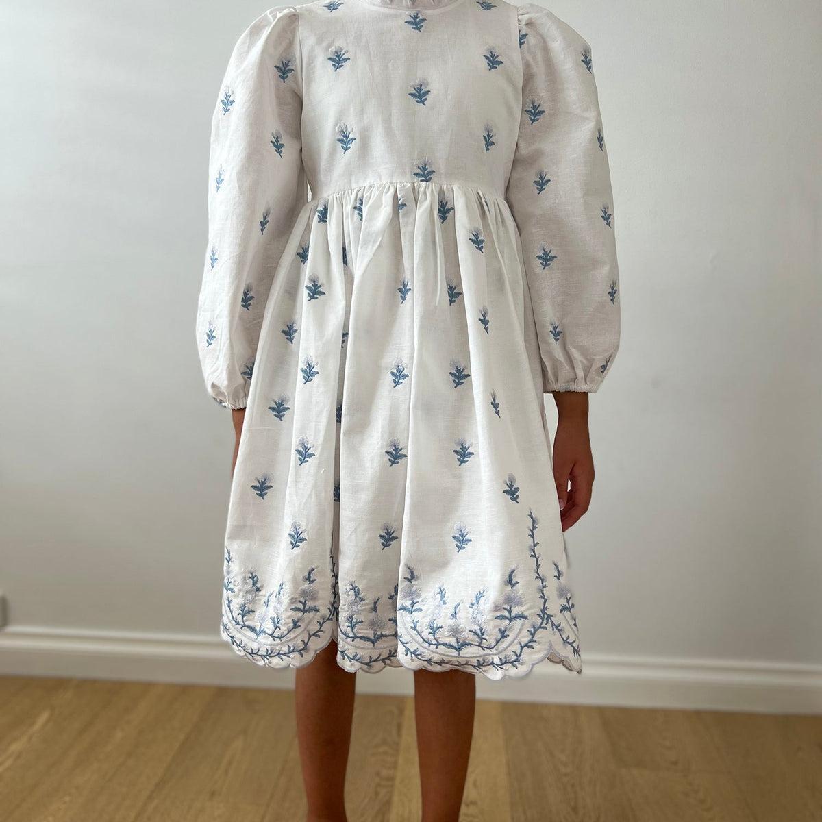 Petite Amalie Embroidered Rose Linen Dress Product Image