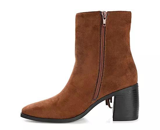 Journee Collection Womens Noriah Tru Comfort Foam Inside Zip Stacked Heel Booties Brown 6.5 Product Image