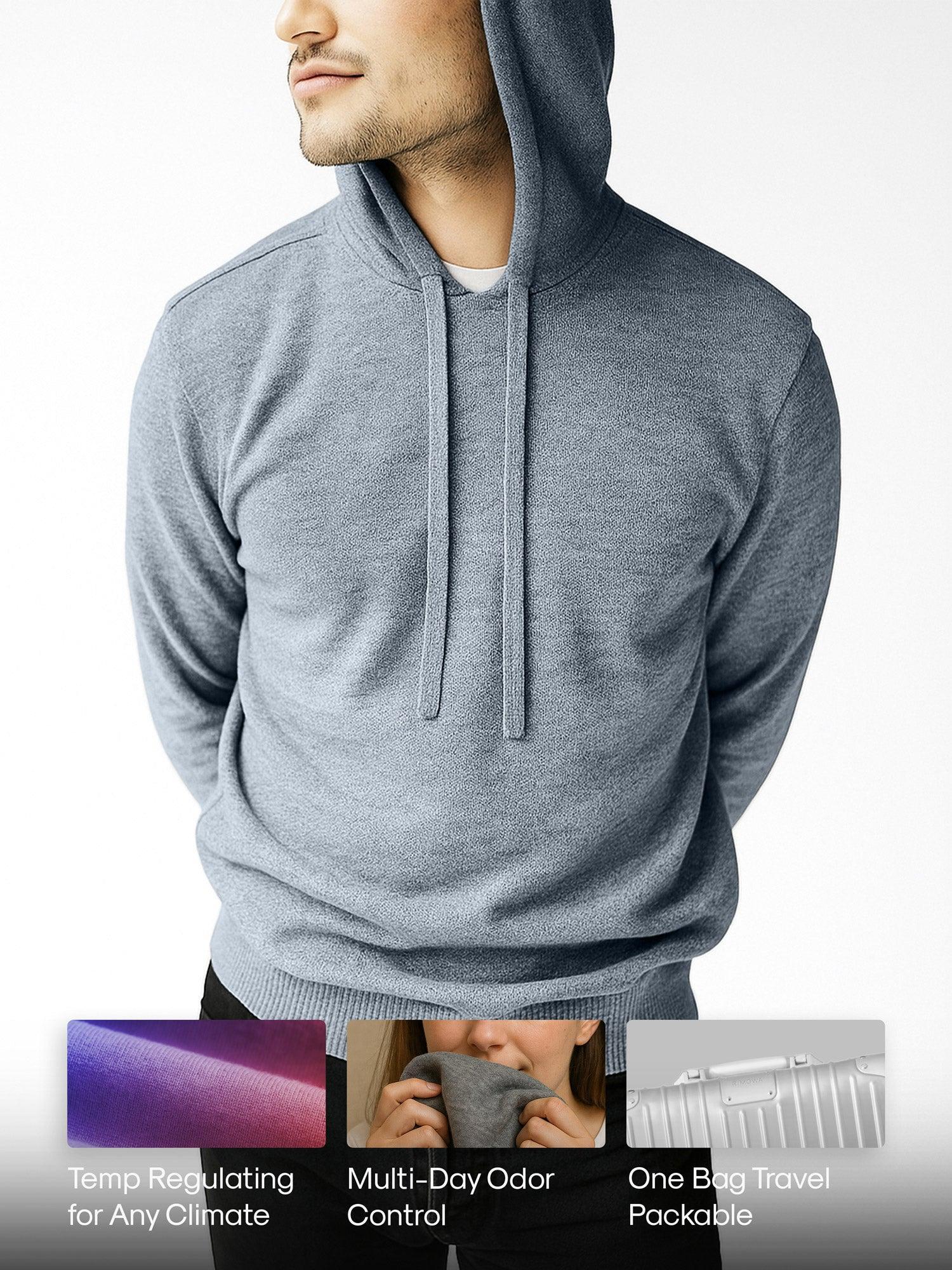 Men's Travel Merino Hoodie - Light Blue Product Image
