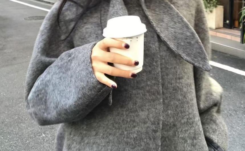 Tie Neck Plain Single Breasted Coat Product Image
