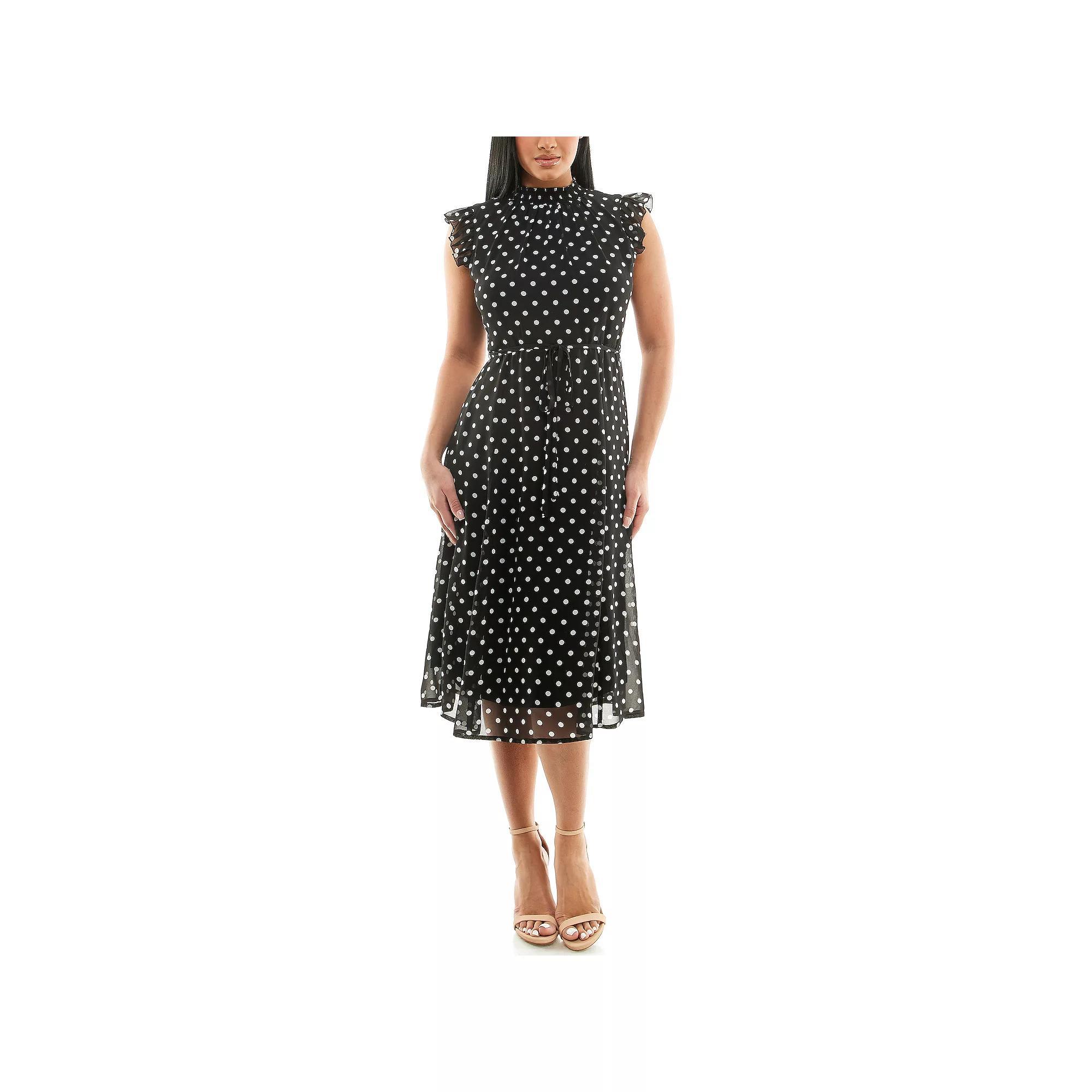 Womens Nina Leonard Smocked Flutter Sleeve Print Dress Product Image