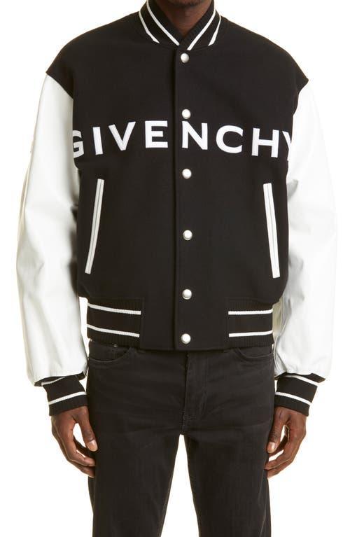 Mens Wool-Leather Logo Varsity Jacket Product Image