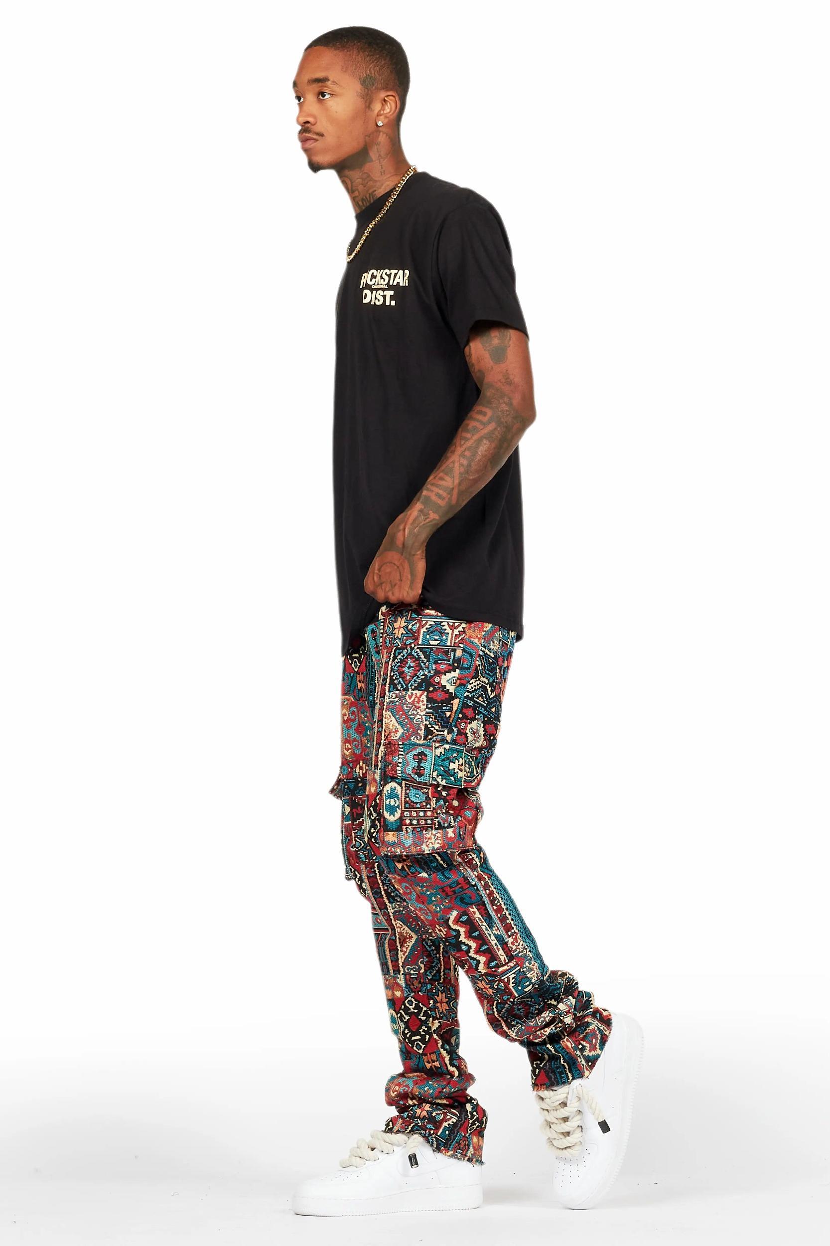 Nard Red Multi Tapestry Stacked Flare Jean Male Product Image