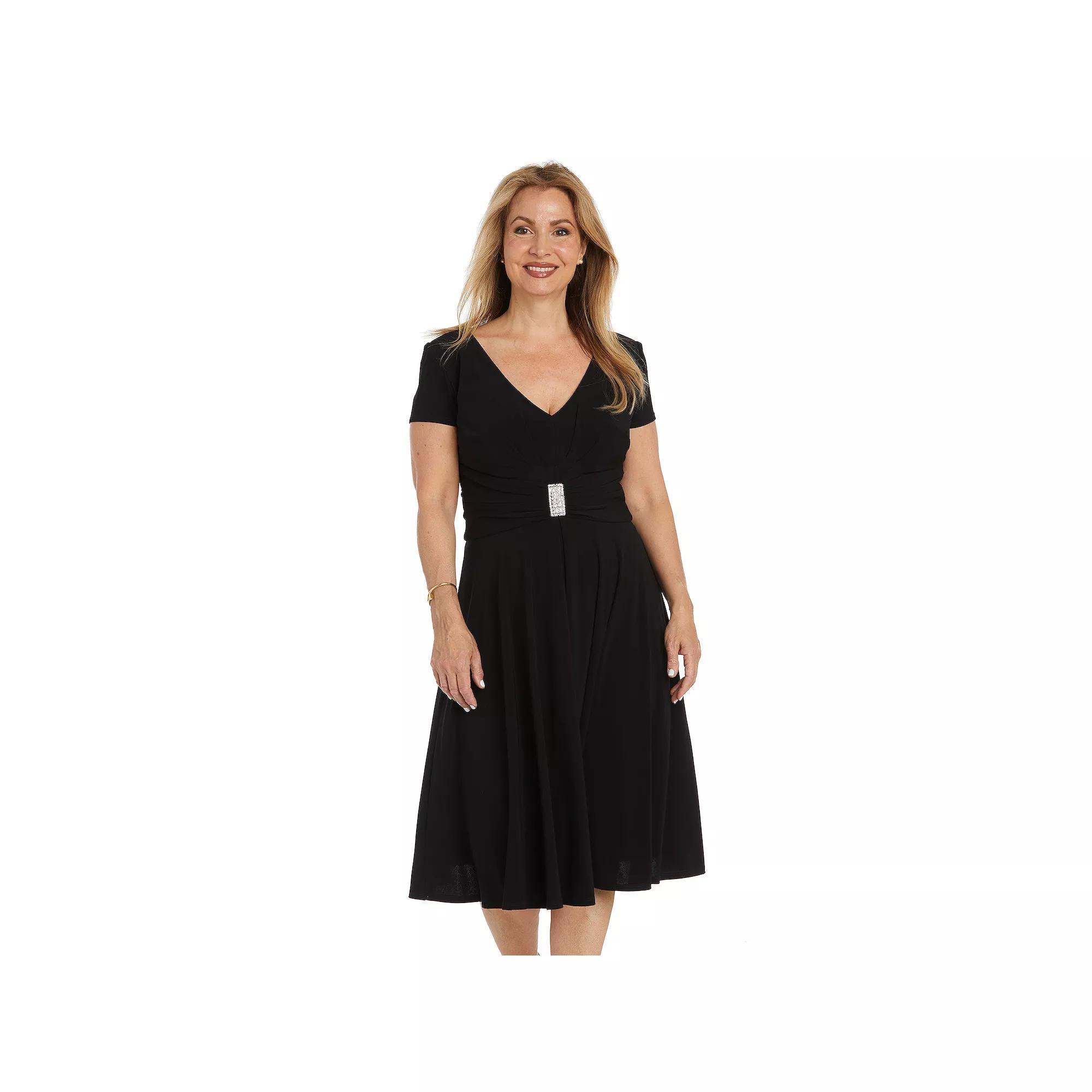 Women's R&M Richards Sculpt Waist Fit And Flare Dress, Size: 12, Black Product Image