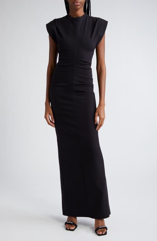 Alexander Wang Drop Shoulder Crew Neck Maxi Dress With Side Drape Black. (also in ). Product Image