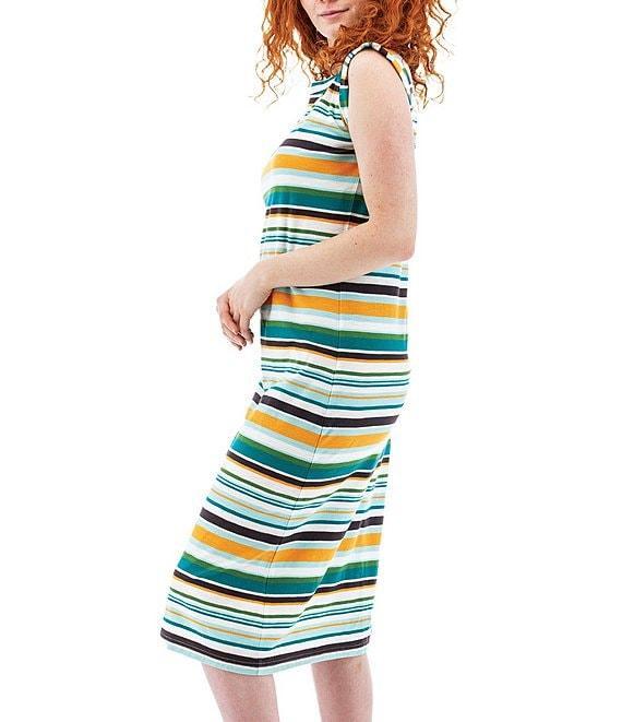 Aventura Summerville Stripe Organic Cotton Yarn-Dye Knit Crew Neck Rolled Trim Sleeves Sheath Midi Dress Product Image