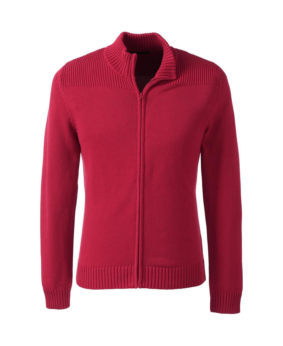 Mens Lands End School Uniform Zip-Front Cardigan Sweater Classic Blue Product Image