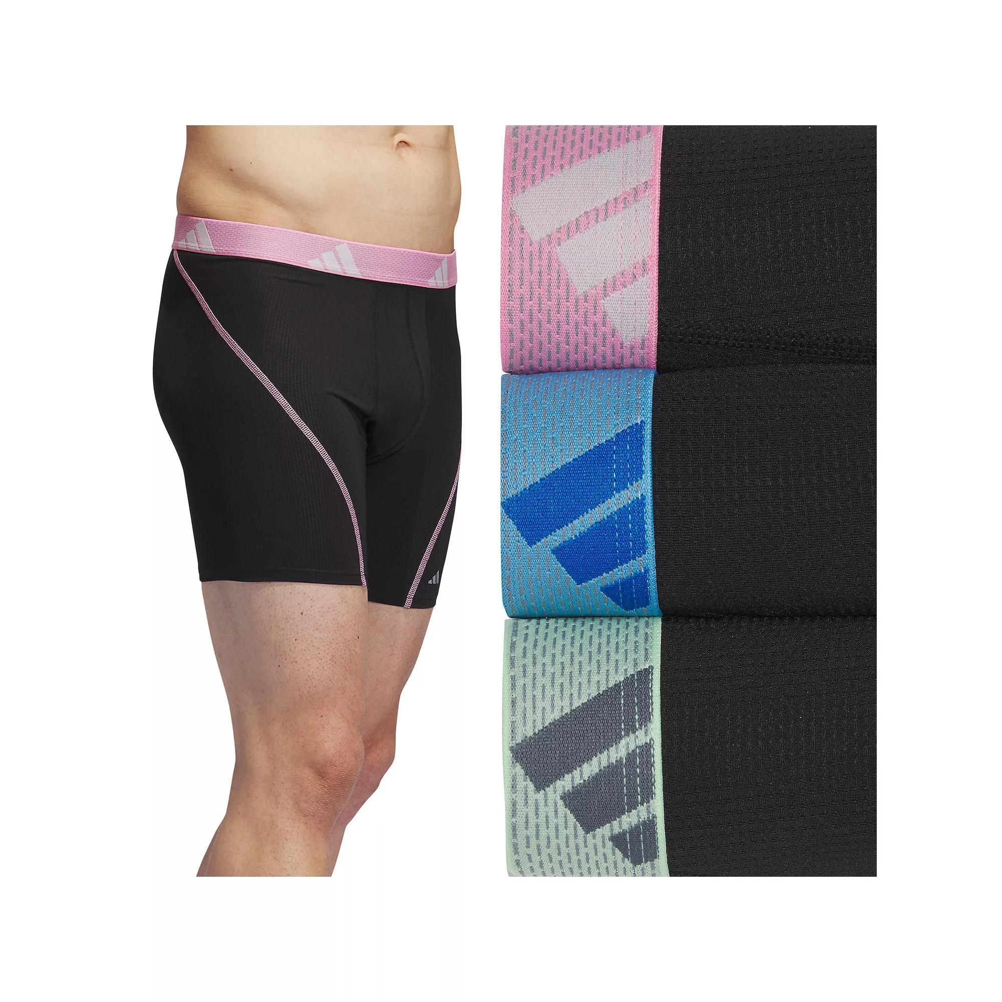Men's adidas 3-pack Sport Performance Mesh Boxer Briefs, Size: Large, Black Pink Blue Burst Product Image