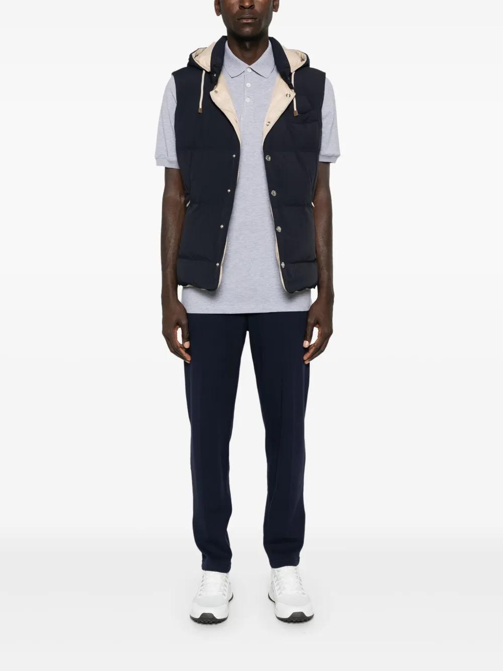 BRUNELLO CUCINELLI Logo-print Cotton Polo Shirt In Grey Product Image