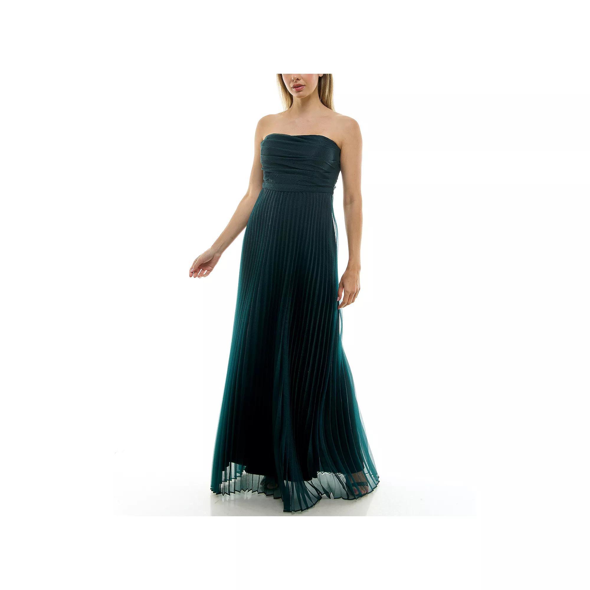Women's Taylor Dress Strapless Pleated Gown, Size: 8, Dark Green Product Image