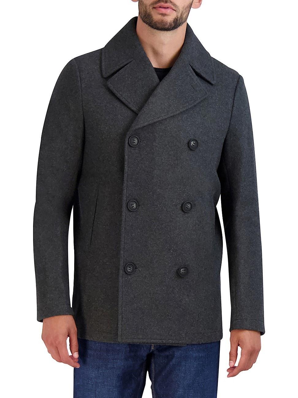 Cole Haan Stretch Regular Fit Double Breasted Peacoat Product Image