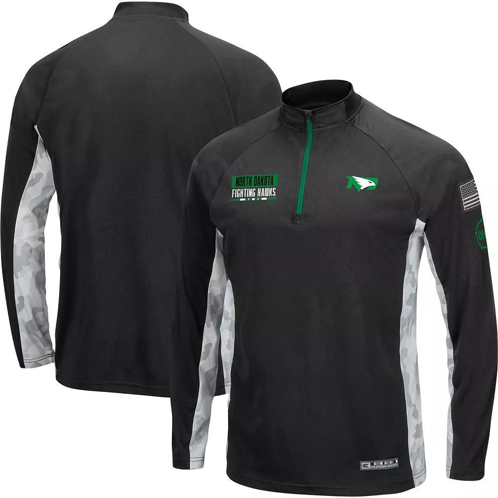 Men's Colosseum Black/Camo North Dakota OHT Military Appreciation Snow Cruise Raglan Quarter-Zip Top, Size: Large, Und Black Product Image