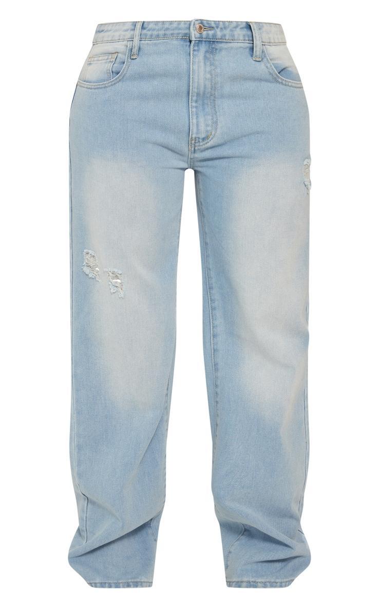 Shape Light Blue Washed Denim Wide Leg Jeans Product Image