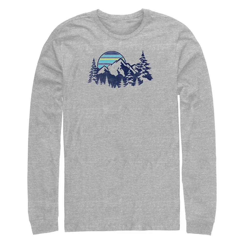 Big & Tall Mountain Range Long Sleeve Graphic Tee, Men's, Size: Large Tall, Athletic Grey Product Image