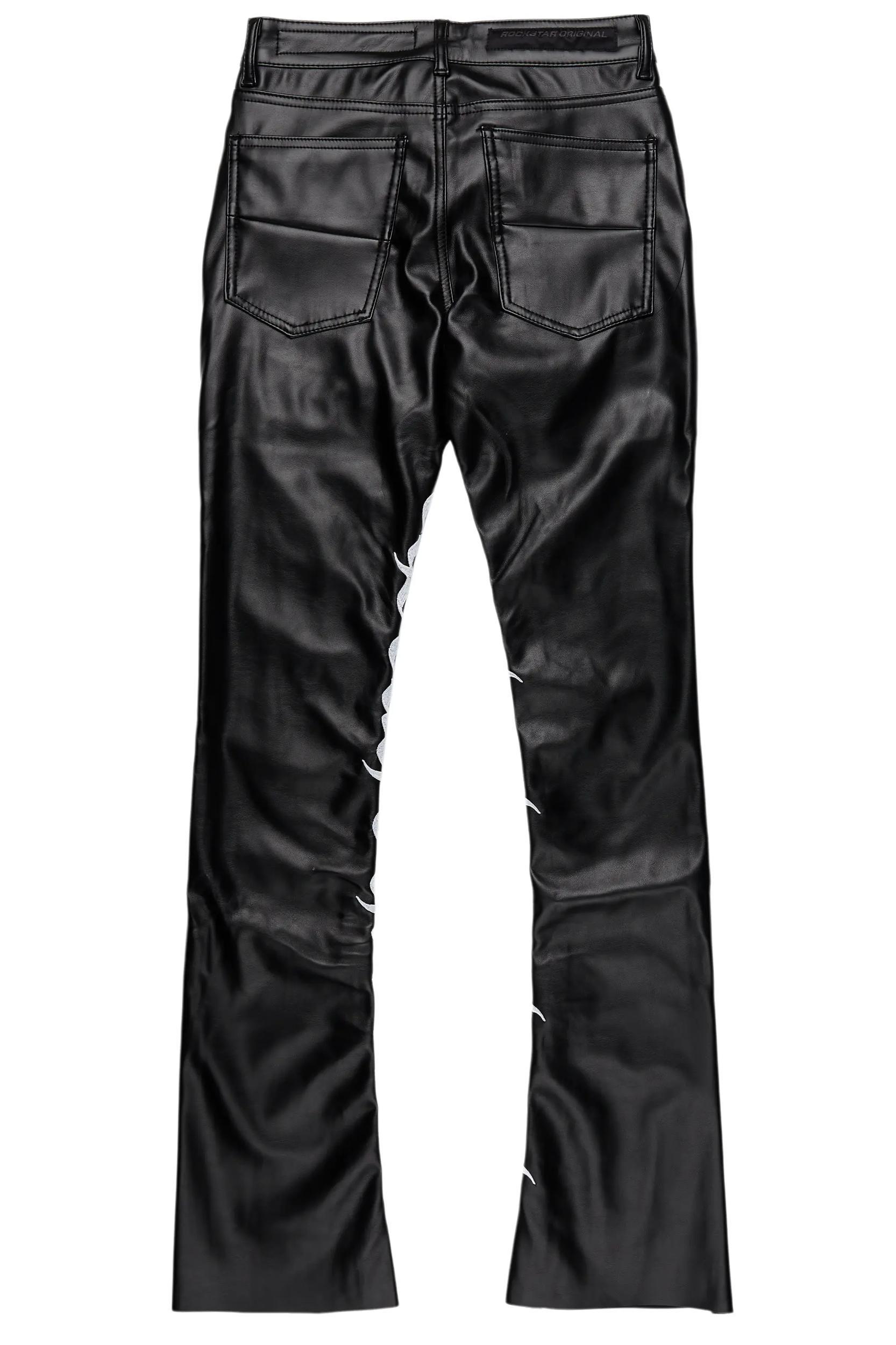 Elian Black PU Stacked Flare Jean Male Product Image