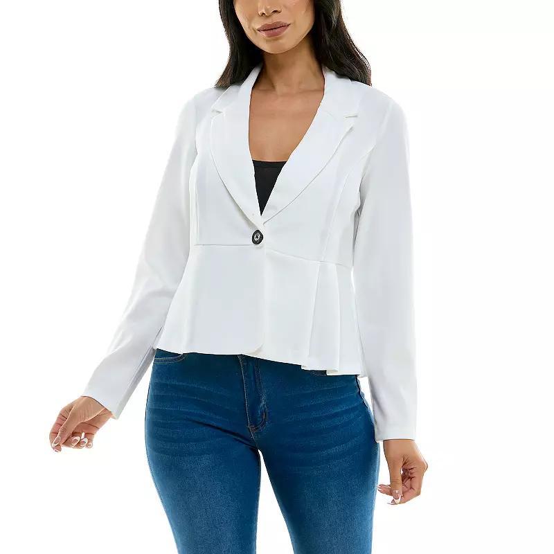 Womens Nina Leonard Button Collared Blazer Deep Blue Product Image