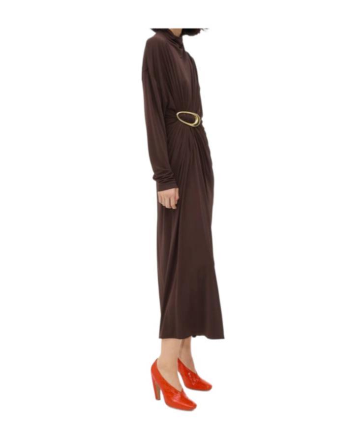 BOTTEGA VENETA Long-sleeved Crepe Dress In Black Product Image