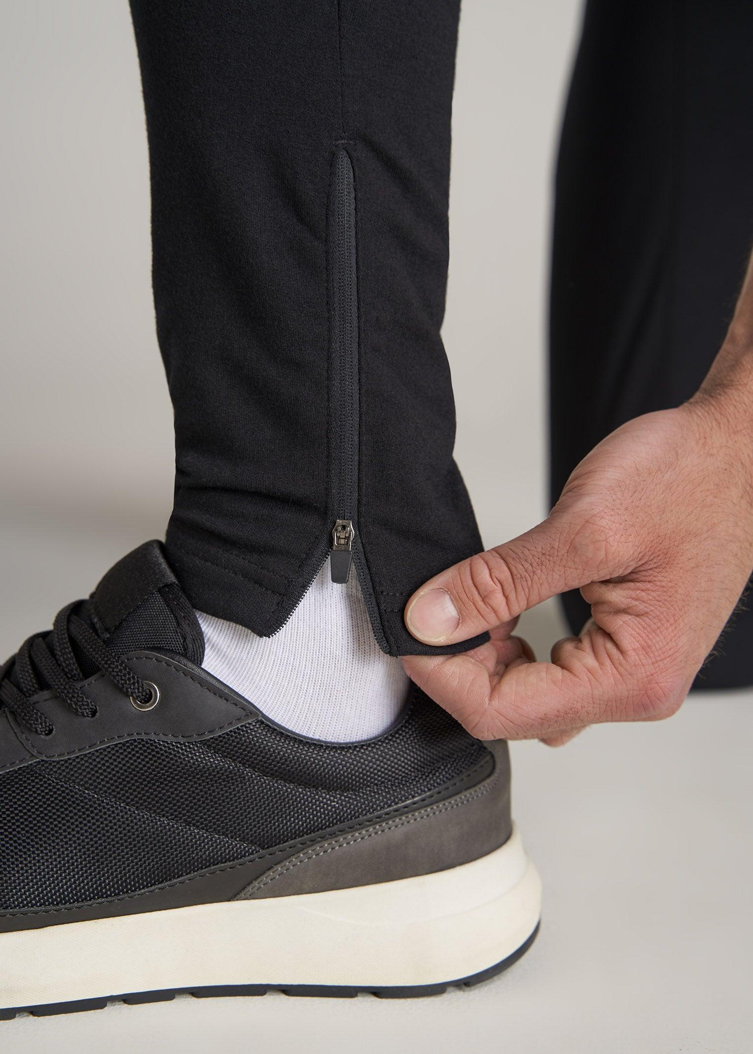 SLIM-FIT Lightweight French Terry Joggers for Tall Men in Black Product Image