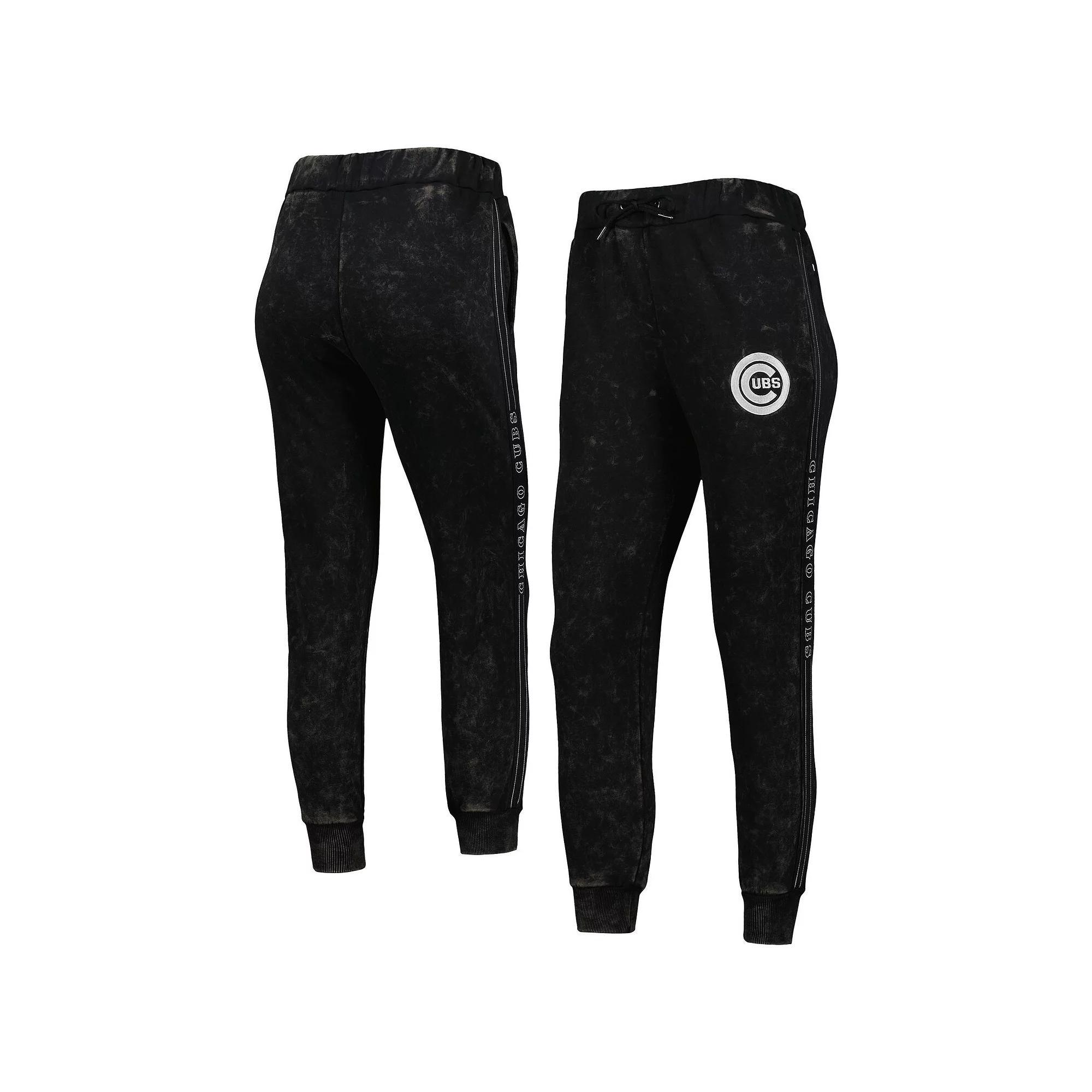 Women's The Wild Collective Black Chicago Cubs Marble Jogger Pants, Size: Medium Product Image